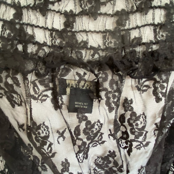 Guess Black Sheer Floral Lace Wide Neck Party Casual Blouse Top- Sz-L - Picture 9 of 16